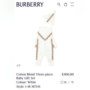 Burberry set with bib and hat.